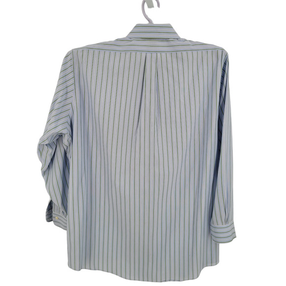 Brooks Brothers Blue, Green and‎ White Striped Button Down Shirt Size 16.5 - Picture 4 of 4